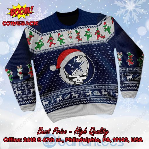 Dallas Cowboys Grateful Dead Santa Hat Ugly Christmas Sweater