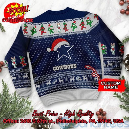 Dallas Cowboys Grateful Dead Santa Hat Ugly Christmas Sweater
