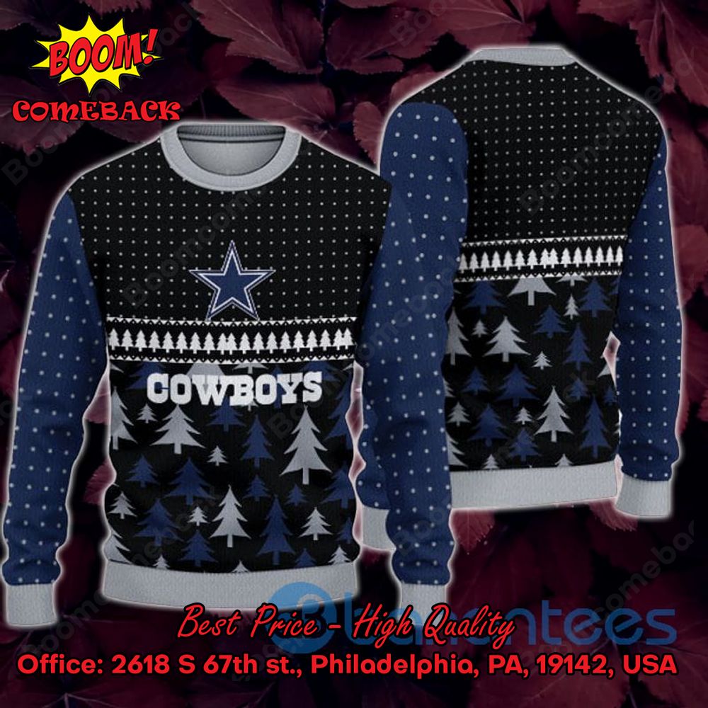 Dallas Cowboys Pine Trees Ugly Christmas Sweater