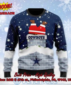 dallas cowboys santa claus on chimney personalized name ugly christmas sweater 2 RBGVR
