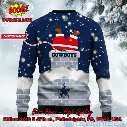 Dallas Cowboys Santa Claus On Chimney Personalized Name Ugly Christmas Sweater