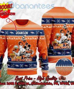 Denver Broncos Disney Characters Personalized Name Ugly Christmas Sweater