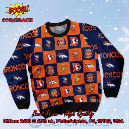 Denver Broncos Logos Ugly Christmas Sweater