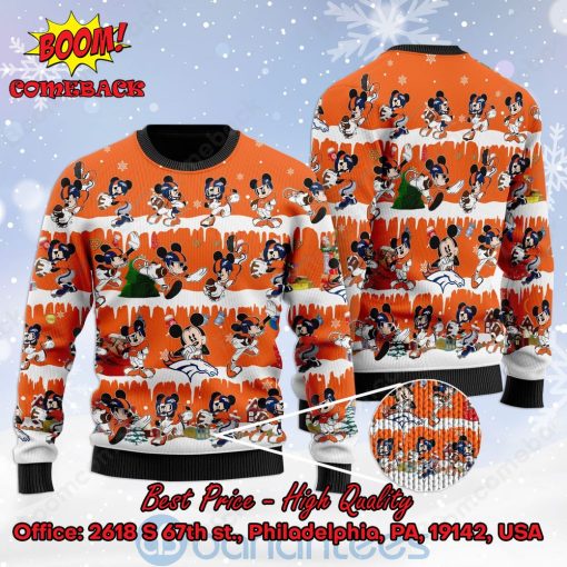 Denver Broncos Mickey Mouse Postures Style 2 Ugly Christmas Sweater