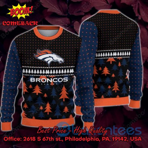 Denver Broncos Pine Trees Ugly Christmas Sweater