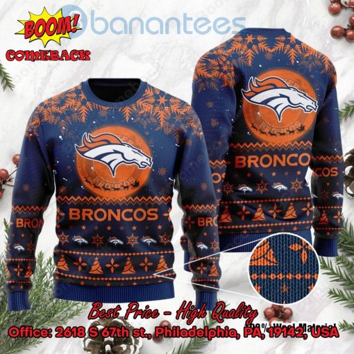 Denver Broncos Santa Claus In The Moon Ugly Christmas Sweater