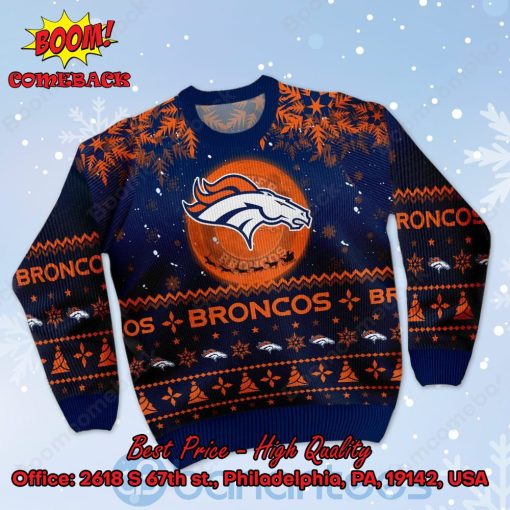 Denver Broncos Santa Claus In The Moon Ugly Christmas Sweater