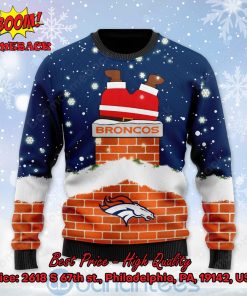Denver Broncos Santa Claus On Chimney Personalized Name Ugly Christmas Sweater
