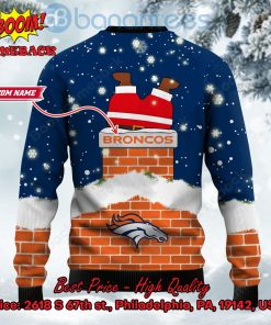 denver broncos santa claus on chimney personalized name ugly christmas sweater 3 gZwmS