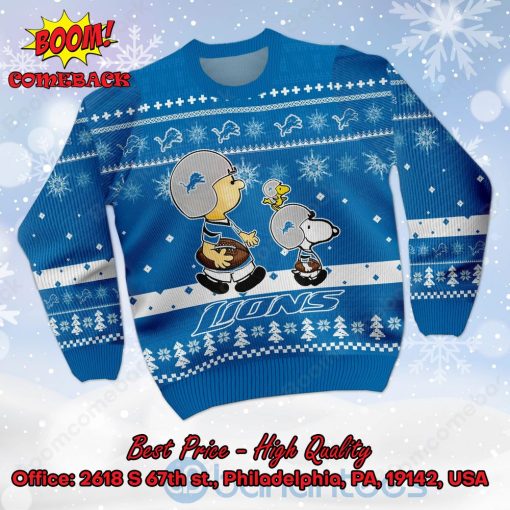 Detroit Lions Charlie Brown Peanuts Snoopy Ugly Christmas Sweater