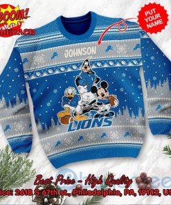 detroit lions disney characters personalized name ugly christmas sweater 2 D6jyy