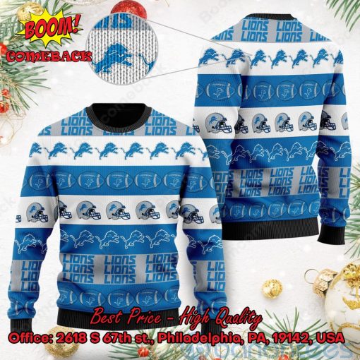 Detroit Lions Helmet Symbols Ugly Christmas Sweater