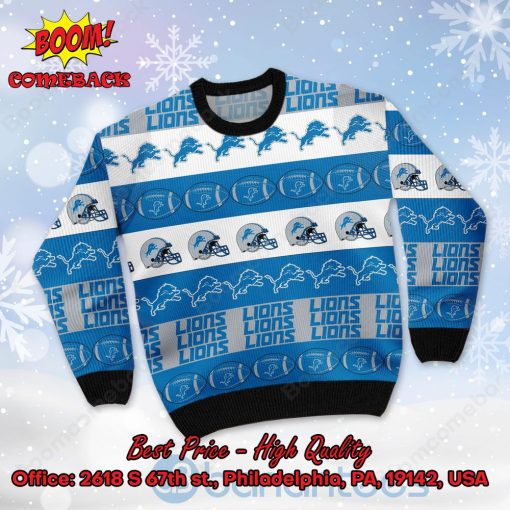 Detroit Lions Helmet Symbols Ugly Christmas Sweater