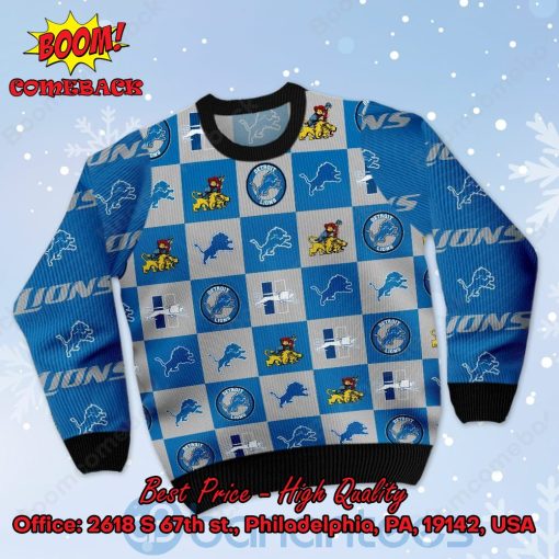 Detroit Lions Logos Ugly Christmas Sweater