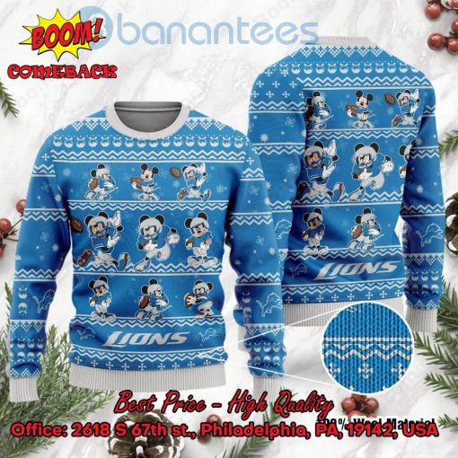 Detroit Lions Mickey Mouse Postures Style 1 Ugly Christmas Sweater