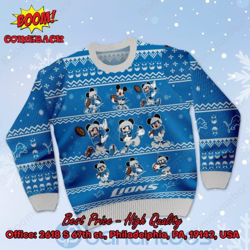 Detroit Lions Mickey Mouse Postures Style 1 Ugly Christmas Sweater