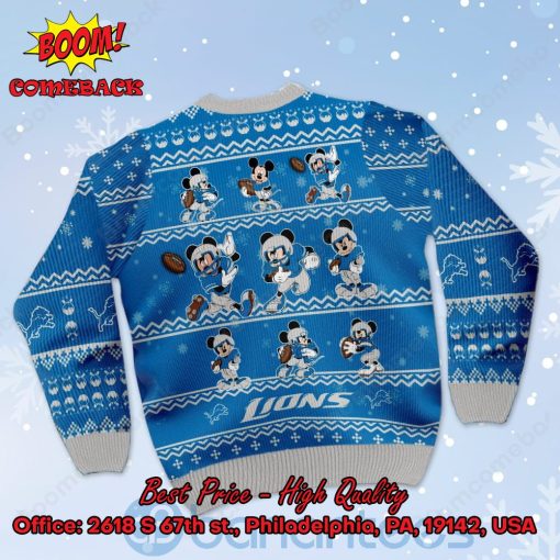 Detroit Lions Mickey Mouse Postures Style 1 Ugly Christmas Sweater