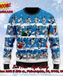 Detroit Lions Mickey Mouse Postures Style 2 Ugly Christmas Sweater