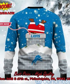 detroit lions santa claus on chimney personalized name ugly christmas sweater 3 iwOLk
