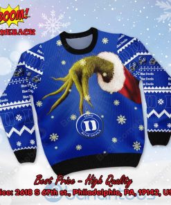 Duke Blue Devils Grinch Candy Cane Ugly Christmas Sweater