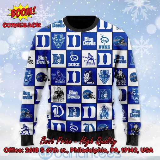 Duke Blue Devils Logos Ugly Christmas Sweater