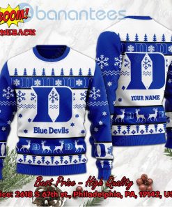 Duke Blue Devils Personalized Name Ugly Christmas Sweater