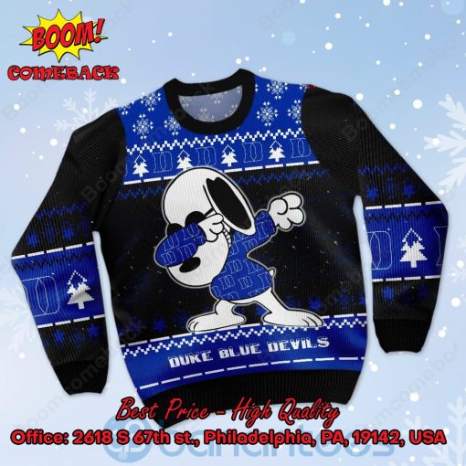 Duke Blue Devils Snoopy Dabbing Ugly Christmas Sweater