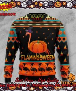 Flamingoween Pumpkin Halloween Ugly Christmas Sweater