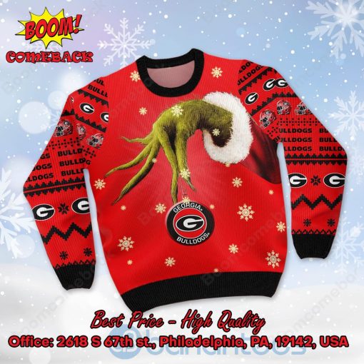 Georgia Bulldogs Grinch Candy Cane Ugly Christmas Sweater