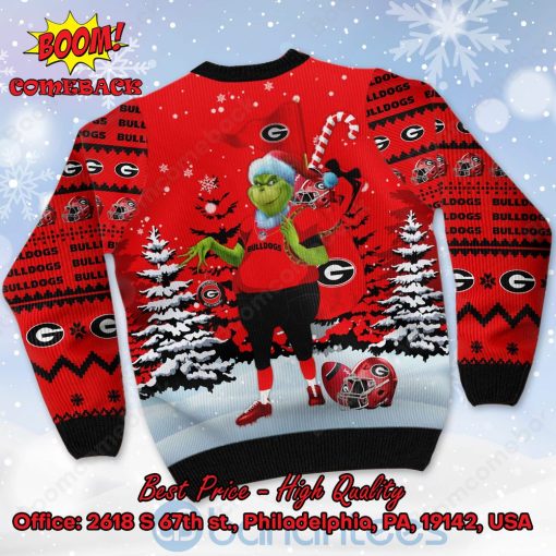 Georgia Bulldogs Grinch Candy Cane Ugly Christmas Sweater