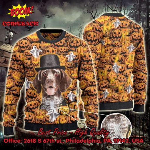 German Shorthaired Pointer Ghost Halloween Ugly Christmas Sweater