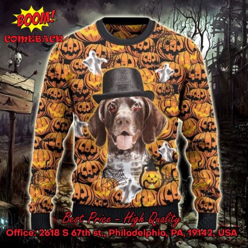 German Shorthaired Pointer Ghost Halloween Ugly Christmas Sweater