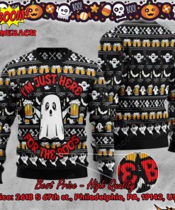 Ghost Beer I’m Just Here For The Boos Halloween Ugly Christmas Sweater