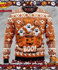 Ghost Boo Pumpkin Halloween Ugly Christmas Sweater