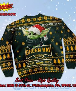 green bay packers baby yoda santa hat ugly christmas sweater 3 4ME5m