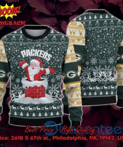 Green Bay Packers Happy Santa Claus On Chimney Ugly Christmas Sweater