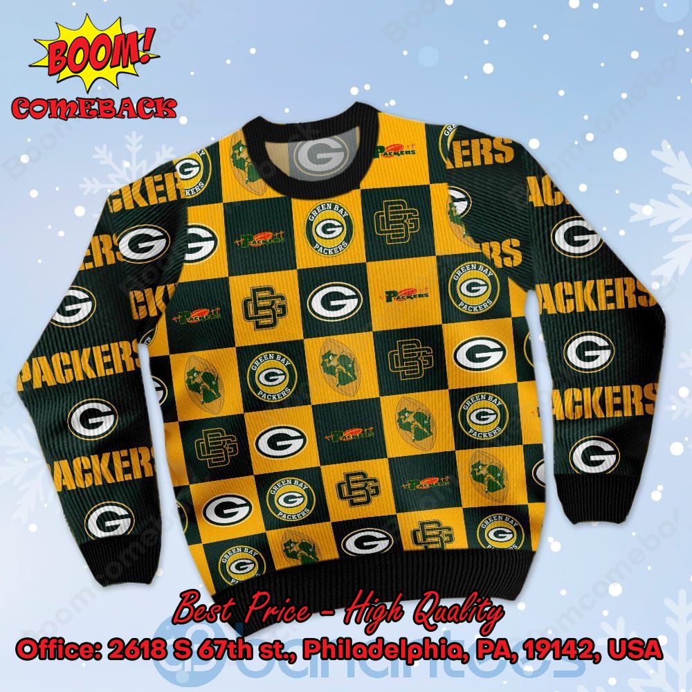 LIMITED DESIGN Green Bay Packers Logos Ugly Christmas Sweater