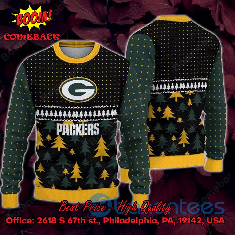 Green Bay Packers Pine Trees Ugly Christmas Sweater