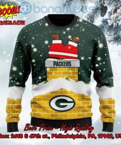 green bay packers santa claus on chimney personalized name ugly christmas sweater 2 nNDHS