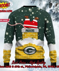 green bay packers santa claus on chimney personalized name ugly christmas sweater 3 s4fhQ