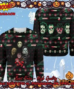 Horror Killers Faces Halloween Ugly Christmas Sweater