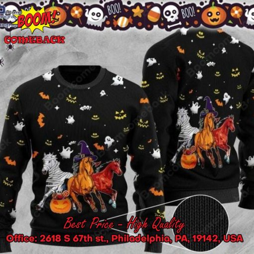 Horse Witch Hat Halloween Ugly Christmas Sweater