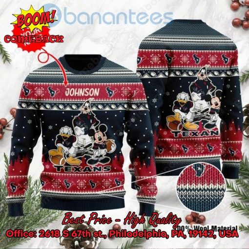 Houston Texans Disney Characters Personalized Name Ugly Christmas Sweater