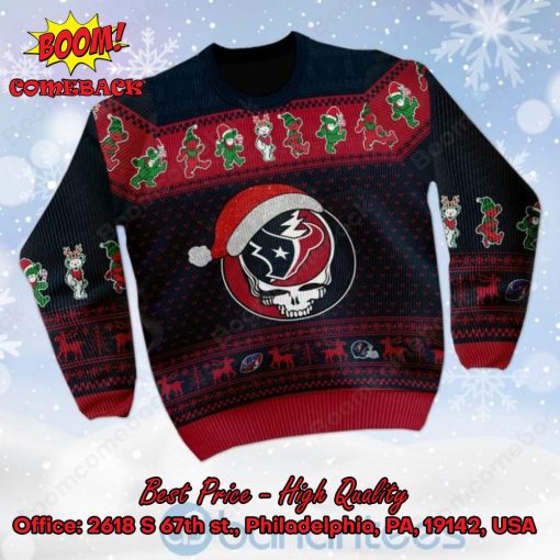 Houston Texans Grateful Dead Santa Hat Ugly Christmas Sweater