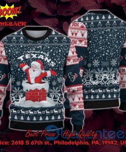 Houston Texans Happy Santa Claus On Chimney Ugly Christmas Sweater