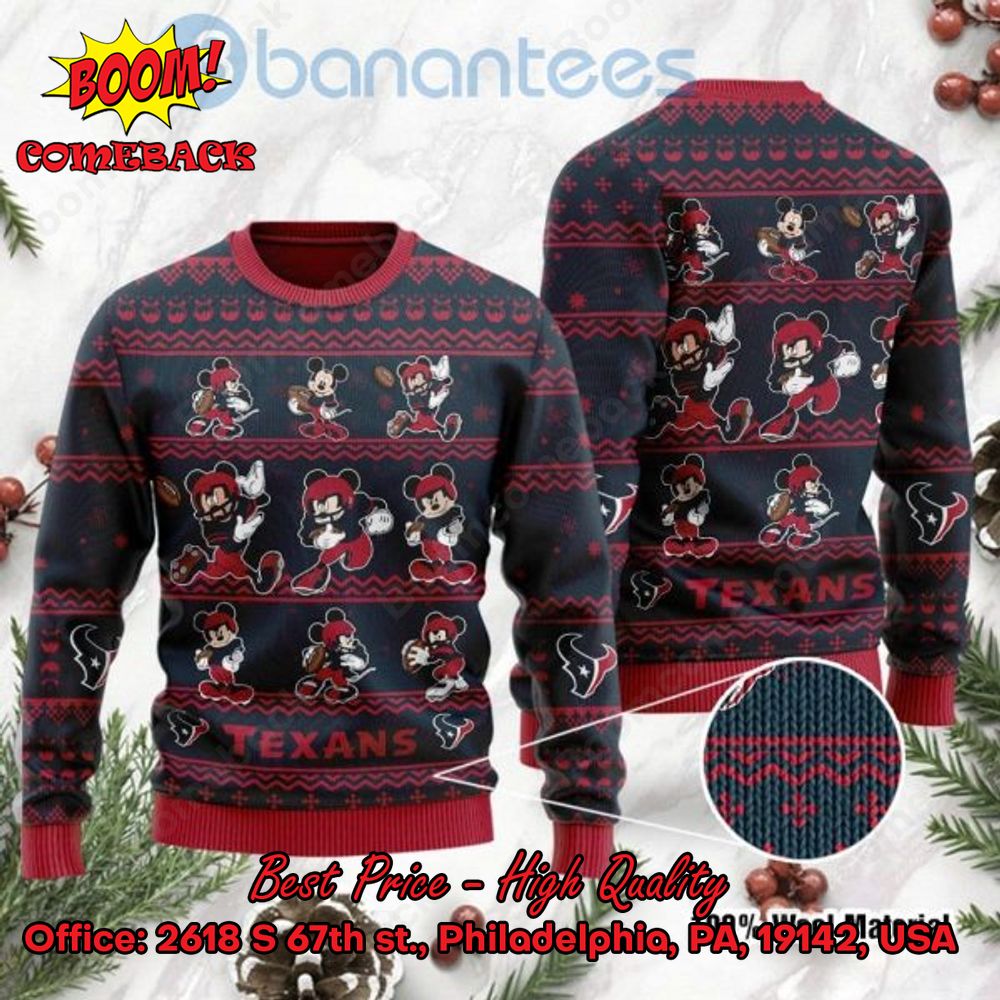 Houston Texans Mickey Mouse Postures Style 1 Ugly Christmas Sweater