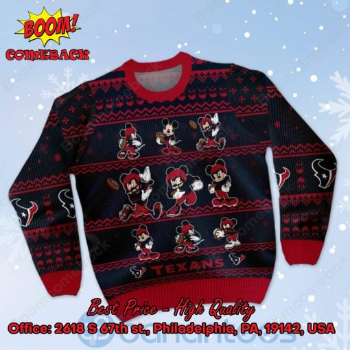 Houston Texans Mickey Mouse Postures Style 1 Ugly Christmas Sweater