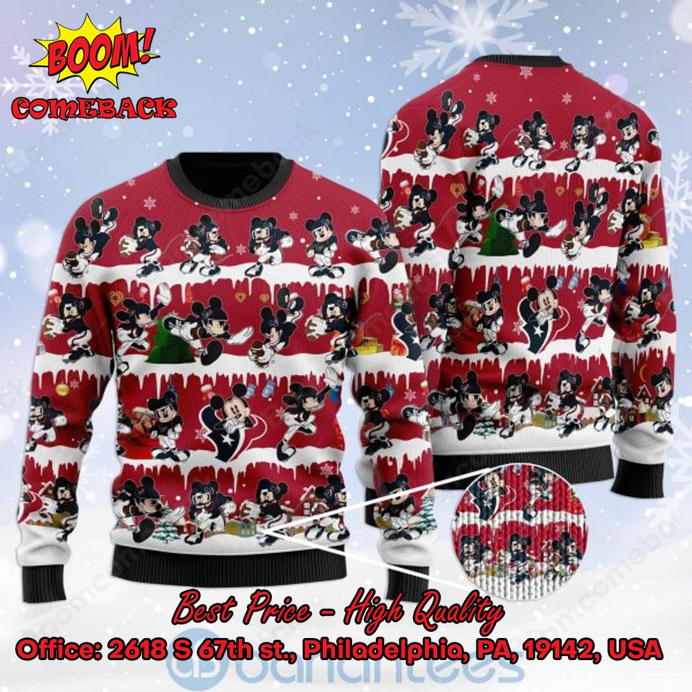Houston Texans Mickey Mouse Postures Style 2 Ugly Christmas Sweater