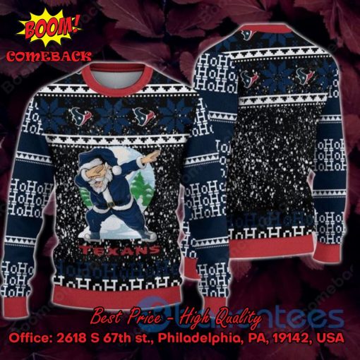 Houston Texans Santa Claus Dabbing Ho Ho Ho Ugly Christmas Sweater