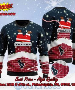 Houston Texans Santa Claus On Chimney Personalized Name Ugly Christmas Sweater